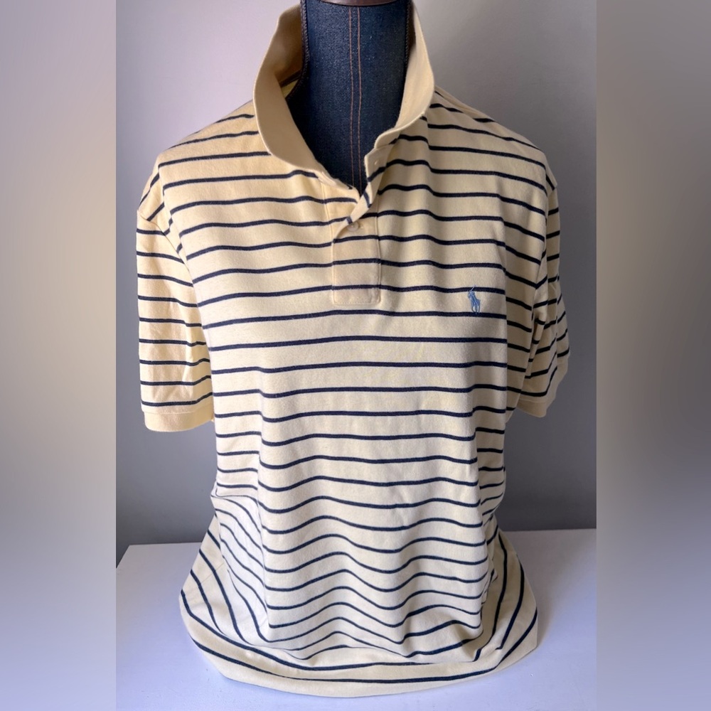 Polo Ralph Lauren Yellow and Blue Striped Polo Size Large